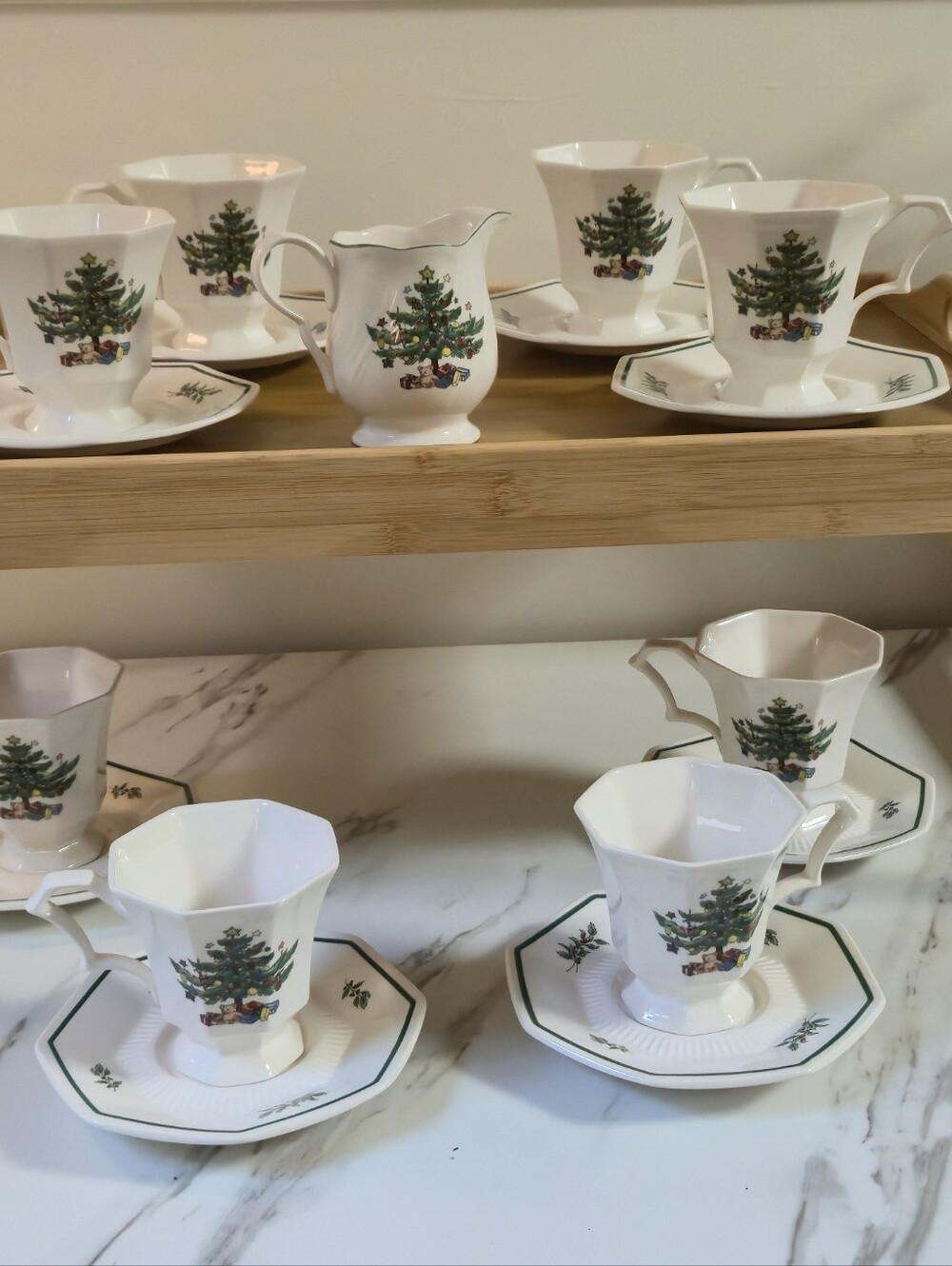Beautiful vintage Nikko "Christmastime" porcelain coffee/tea set made in Japan.